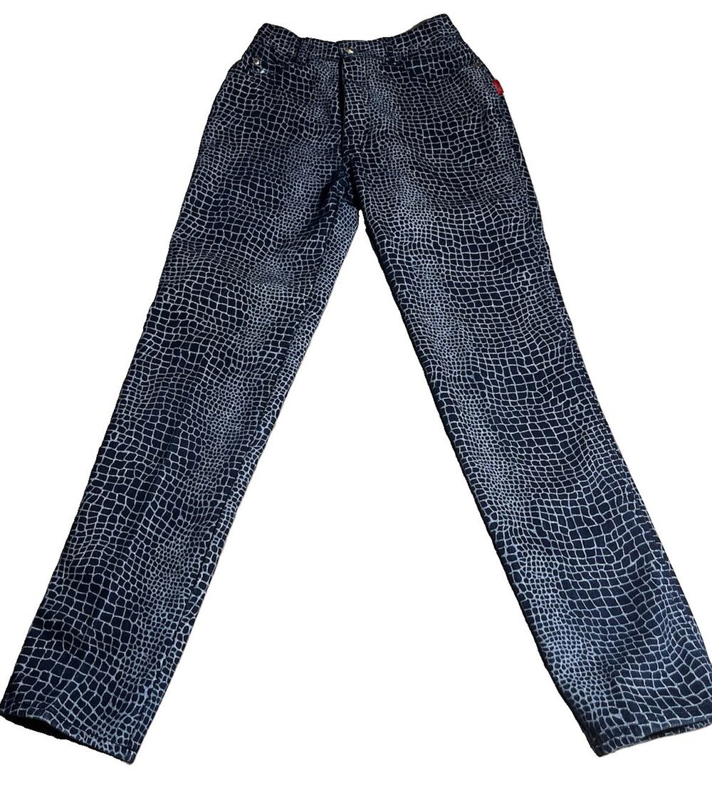 Braxton Stretch Jeans Women’s Size 7 Blue Snakeskin Print Straight Leg Pants Y2K